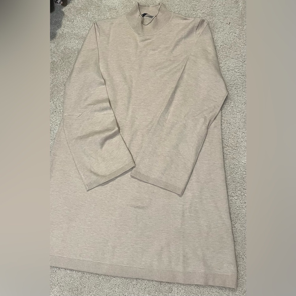 Vineyard Vines Cream Long Sleeve Mock Neck Sweater Dress